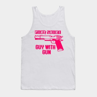 Pink Shirt Guy With Gun - Pistol - Pink - Rose Tank Top